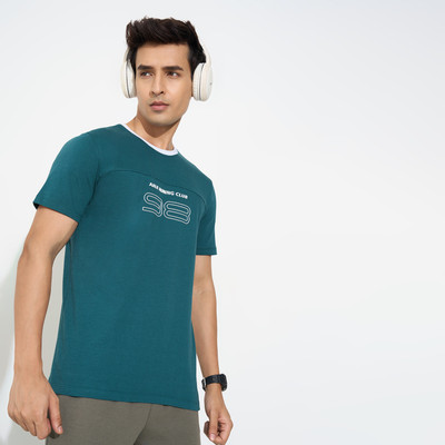 Ajile By Pantaloons Solid Men Round Neck Blue T-Shirt
