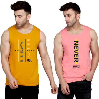 SLOWLORIS Printed Men Round Neck Brown, Pink T-Shirt