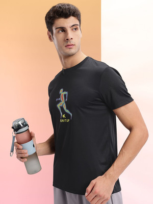HRX by Hrithik Roshan Printed Men Round Neck Black T-Shirt