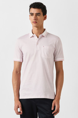 VAN HEUSEN Self Design Men Polo Neck White T-Shirt
