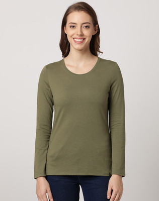 JOCKEY Solid Women Round Neck Green T-Shirt
