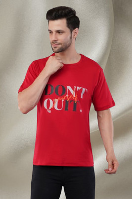 Agatelier Printed Women Round Neck Reversible Red T-Shirt