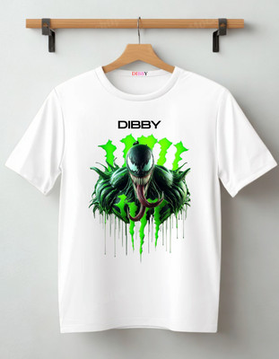 DIBBY Graphic Print, Printed Men Round Neck White T-Shirt