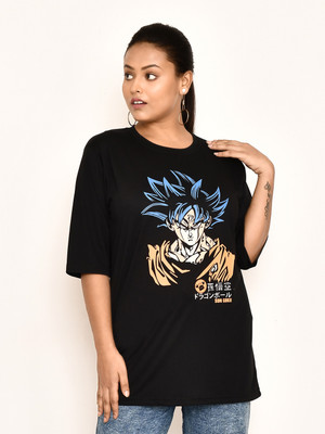 altius Printed Women Round Neck Black, Orange T-Shirt