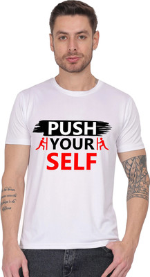 AZAADGARMENT Printed Men Round Neck Reversible White T-Shirt