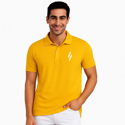SM SHAYAM CREATION Printed Men Polo Neck Yellow T-Shirt