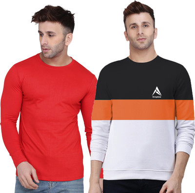 Kroptee Colorblock, Solid Men Round Neck Multicolor T-Shirt