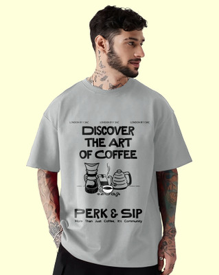 ENITOR Printed Men Round Neck Grey T-Shirt