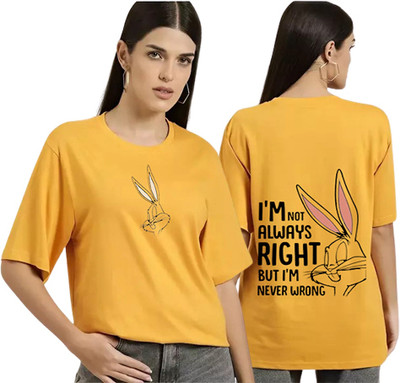 Kushi flyer Graphic Print, Typography Women Round Neck Yellow T-Shirt