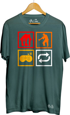 THE PRINT PLATTER Graphic Print Men Round Neck Dark Green T-Shirt