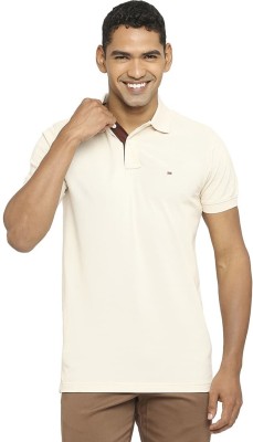 BASICS Solid Men Polo Neck Beige T-Shirt