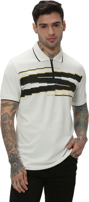 MUFTI Embroidered Men Polo Neck White T-Shirt