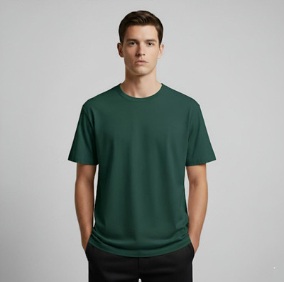 Tanushk Solid Men Round Neck White T-Shirt