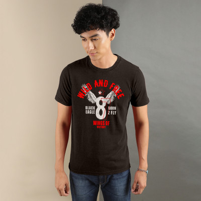 FTX Typography, Printed Men Round Neck Brown T-Shirt