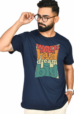 Burundi Blu Printed Men Round Neck Dark Blue T-Shirt