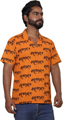 HouseOfCommon Typography Men Polo Neck Orange T-Shirt