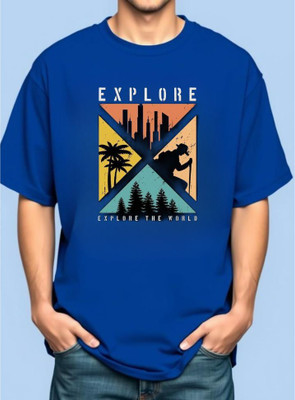 BLOSSOMTRADER Printed Men Round Neck Black T-Shirt