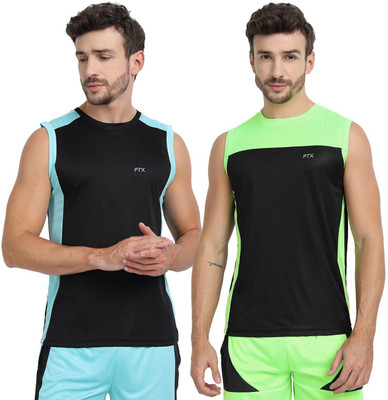 FTX Solid Men Round Neck Black T-Shirt
