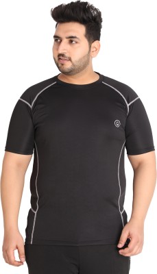 CHKOKKO Solid Men Round Neck Black T-Shirt