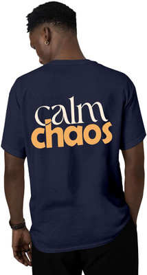 Fighterhero Typography Men Round Neck Navy Blue T-Shirt