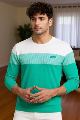 FASHIUM Colorblock Men Round Neck Green T-Shirt