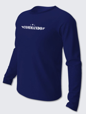 London Crew Typography Men Round Neck Navy Blue T-Shirt