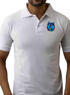 embos Printed Men Polo Neck White T-Shirt