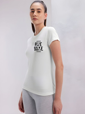 SZN Graphic Print Women Round Neck White T-Shirt