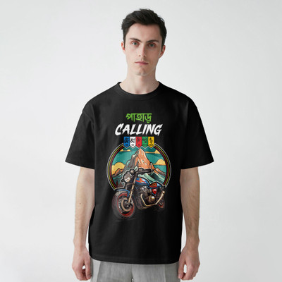 bong tees Printed Men Round Neck Black T-Shirt