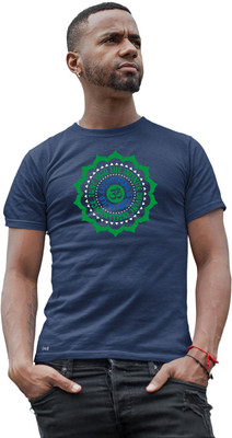 TANTRA Printed Men Round Neck Navy Blue T-Shirt