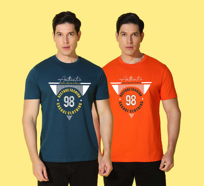 WOOSTRO Printed Men Round Neck Multicolor T-Shirt