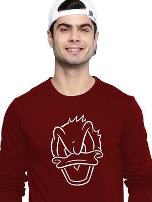 OrrganicChics Printed Men Round Neck Maroon T-Shirt