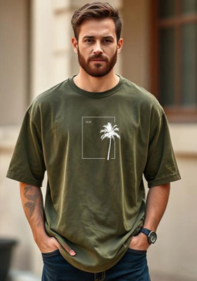 UrGear Printed Men Round Neck Green T-Shirt