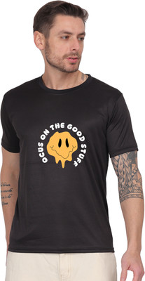Aaso Graphic Print Men Round Neck Black T-Shirt