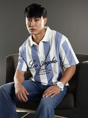 Eszett Printed Men Crew Neck Purple T-Shirt