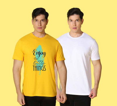 WOOSTRO Printed Men Round Neck Multicolor T-Shirt