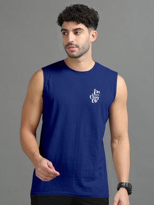 Triptee Printed Men Round Neck Dark Blue T-Shirt