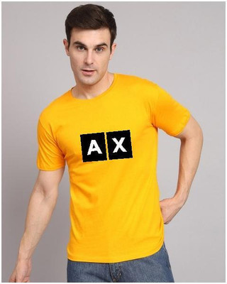 sms creation Graphic Print Men Round Neck Yellow T-Shirt