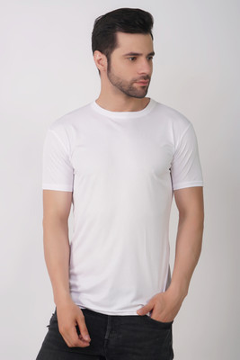 KASPY Solid Men Round Neck White T-Shirt