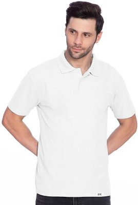 Btag Solid Men Polo Neck White T-Shirt