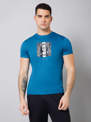 CANTABIL Printed Men Round Neck Blue T-Shirt