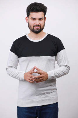 swastika vastram Solid Men Round Neck Black, White T-Shirt
