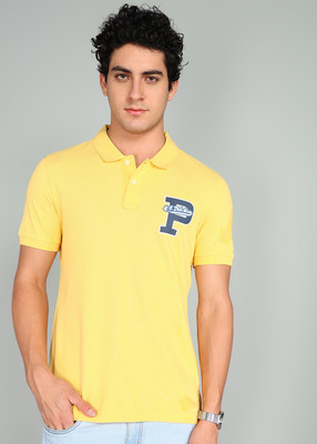 U.S. POLO ASSN. Typography Men Polo Neck Yellow T-Shirt