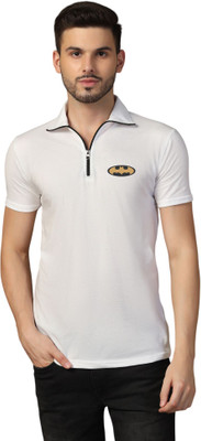 Lawful Casual Printed Men Polo Neck White T-Shirt