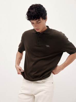 Andamen Solid Men Polo Neck Brown T-Shirt
