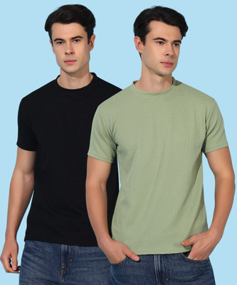 QUIN FLETCHER Solid Men Round Neck Multicolor T-Shirt