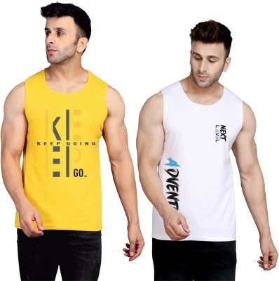 Cryptic Printed Men Round Neck Yellow, White T-Shirt