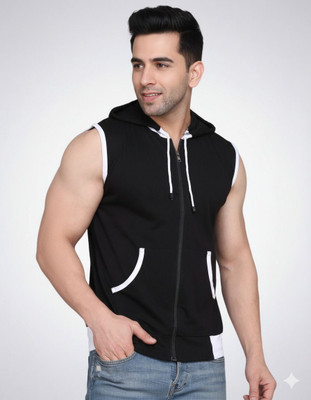 Ganpati Solid Men Hooded Neck Black T-Shirt