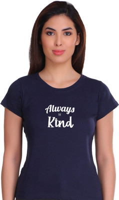 APE Typography Women Round Neck Dark Blue T-Shirt