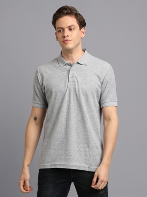 UrGear Solid Men Polo Neck Grey T-Shirt